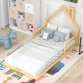 GDFStudio Donovan Wood Floor Bed with House-shaped Headboard