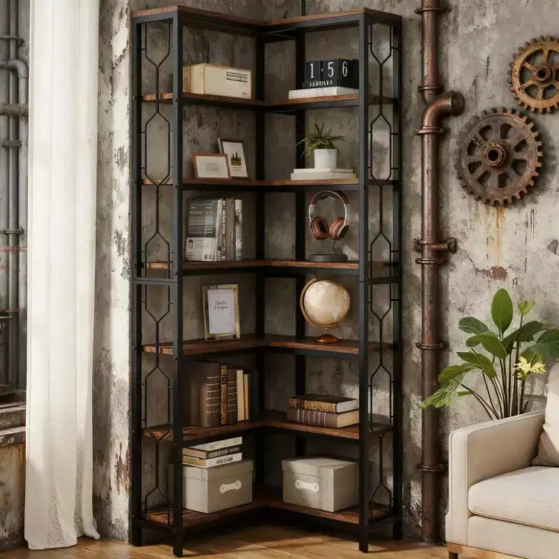 GDFStudio Mathilde 78.74 Tall Industrial 7-Tier Bookshelf