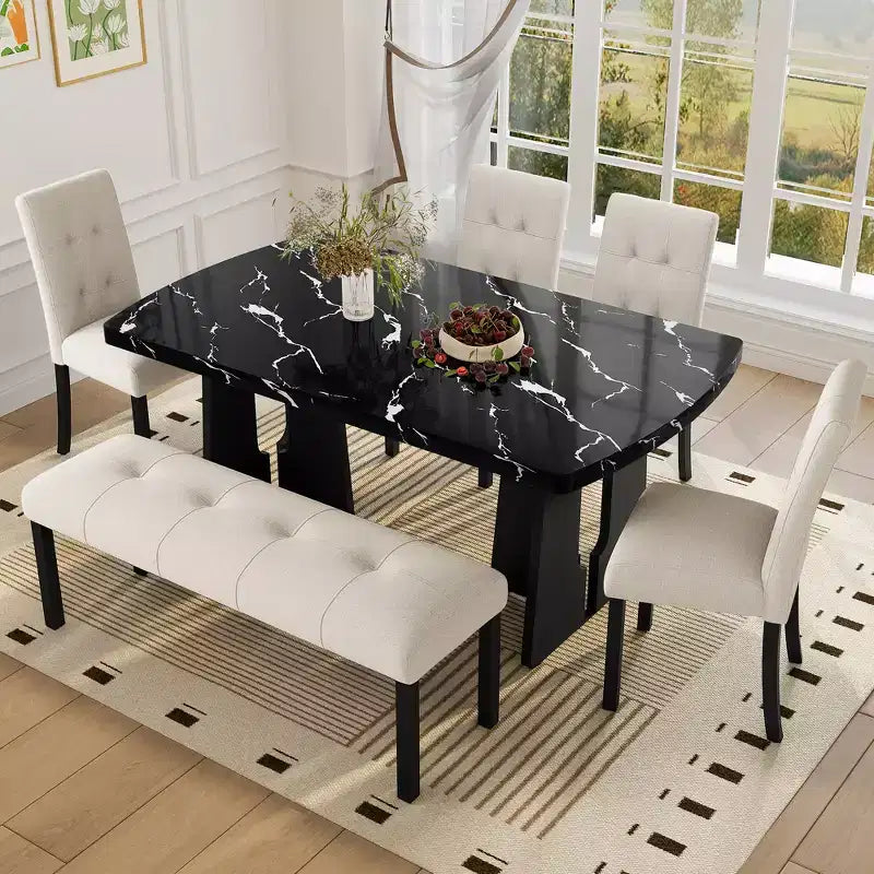 Banc de salle à manger moderne capitonné en lin de style fermier, utilisation polyvalente