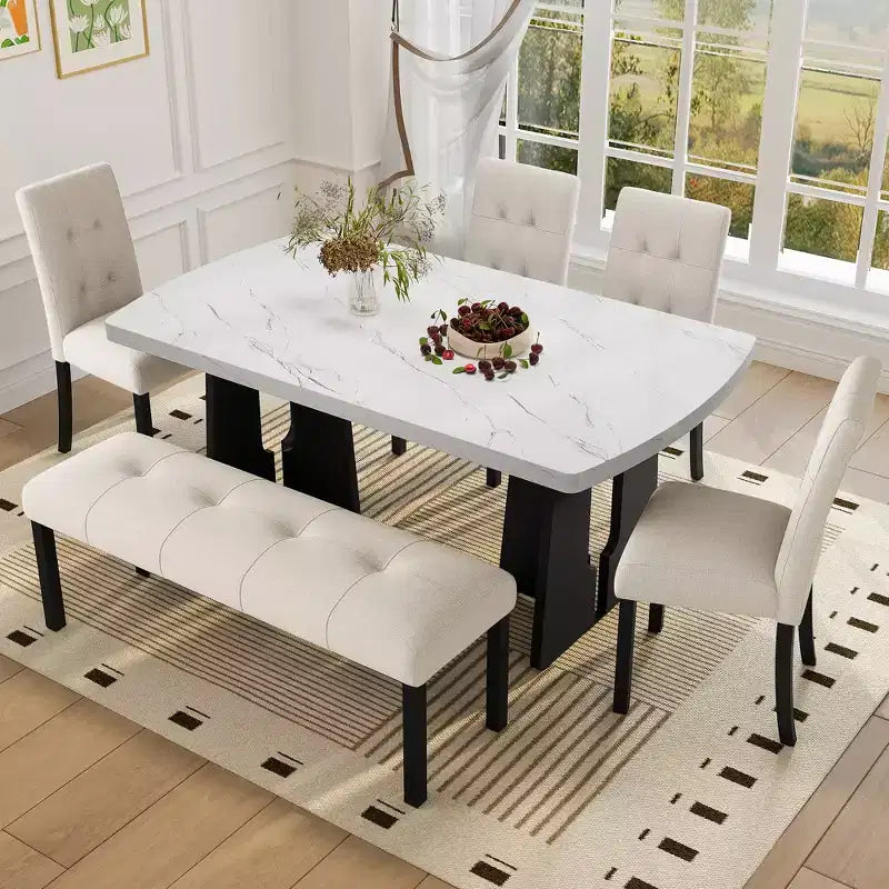 Banc de salle à manger moderne capitonné en lin de style fermier, utilisation polyvalente