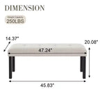 Banc de salle à manger moderne capitonné en lin de style fermier, utilisation polyvalente