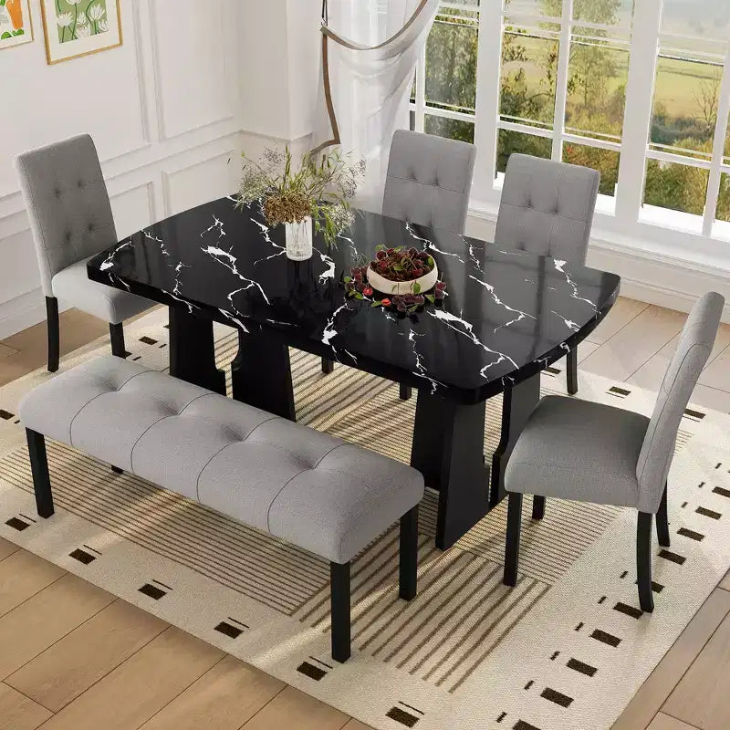 Banc de salle à manger moderne capitonné en lin de style fermier, utilisation polyvalente