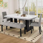 Banc de salle à manger moderne capitonné en lin de style fermier, utilisation polyvalente