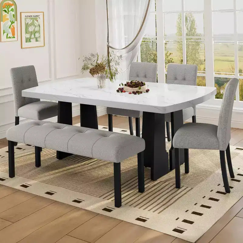 Banc de salle à manger moderne capitonné en lin de style fermier, utilisation polyvalente