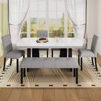 Banc de salle à manger moderne capitonné en lin de style fermier, utilisation polyvalente