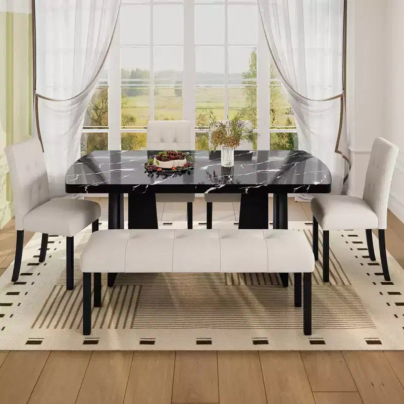 Banc de salle à manger moderne capitonné en lin de style fermier, utilisation polyvalente