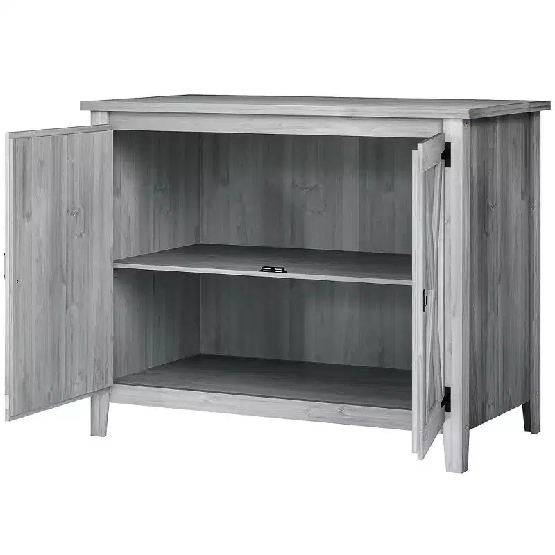 Armoire de rangement extérieure en bois, Abri de jardin avec étagère et portes doubles, Gris clair