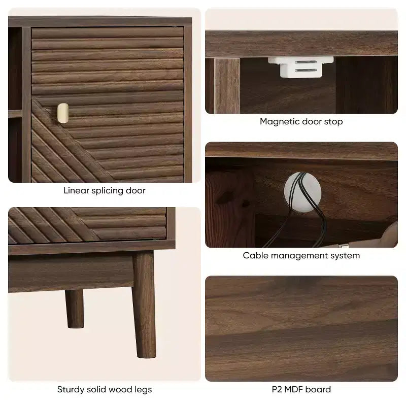Meuble TV de style moderne du milieu du siècle pour téléviseurs de 43 à 45 pouces, console média avec rangement, centre de divertissement pour salon ou chambre à coucher-Panipeachy