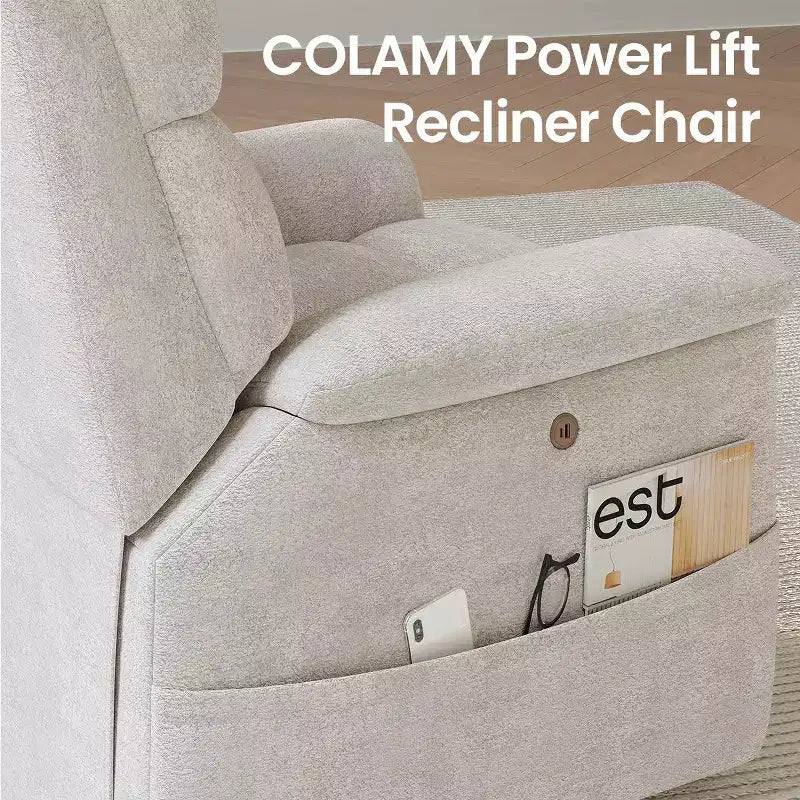 Fauteuil inclinable électrique avec massage, chauffage bi-zone et assistance au levage, dossier réglable, tissu velours pour salon, bureau