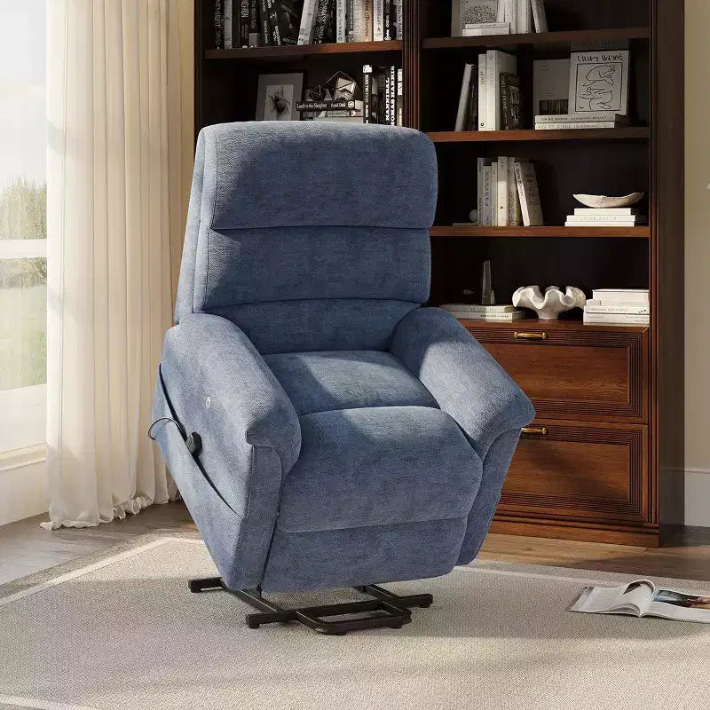 Fauteuil inclinable électrique avec massage, chauffage bi-zone et assistance au levage, dossier réglable, tissu velours pour salon, bureau