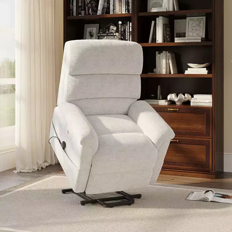 Fauteuil inclinable électrique avec massage, chauffage bi-zone et assistance au levage, dossier réglable, tissu velours pour salon, bureau
