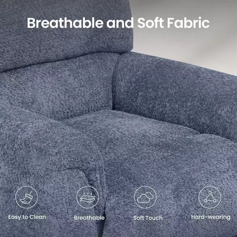 Fauteuil inclinable électrique avec massage, chauffage bi-zone et assistance au levage, dossier réglable, tissu velours pour salon, bureau