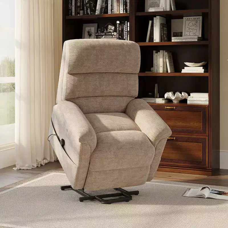 Fauteuil inclinable électrique avec massage, chauffage bi-zone et assistance au levage, dossier réglable, tissu velours pour salon, bureau