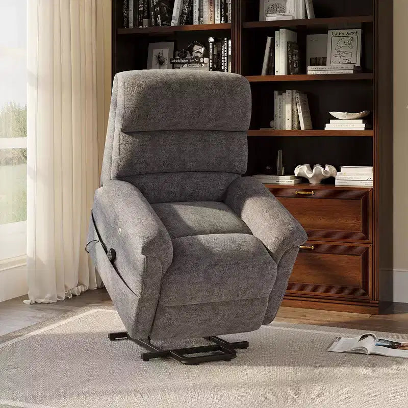 Fauteuil inclinable électrique avec massage, chauffage bi-zone et assistance au levage, dossier réglable, tissu velours pour salon, bureau