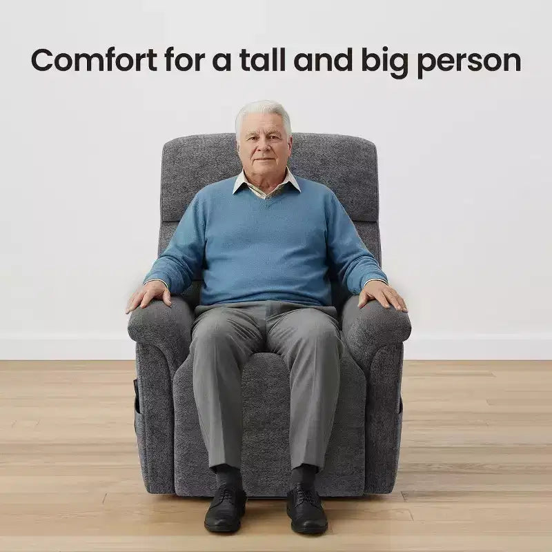 Fauteuil inclinable électrique avec massage, chauffage bi-zone et assistance au levage, dossier réglable, tissu velours pour salon, bureau