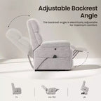 Fauteuil inclinable électrique avec massage, chauffage bi-zone et assistance au levage, dossier réglable, tissu velours pour salon, bureau