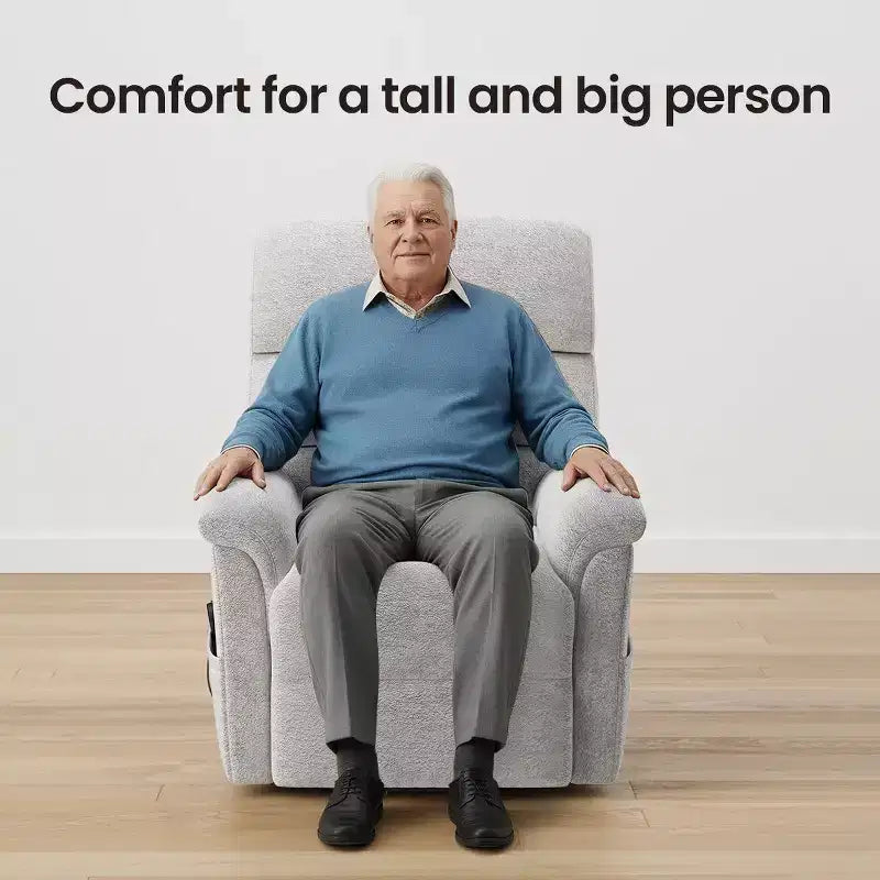 Fauteuil inclinable électrique avec massage, chauffage bi-zone et assistance au levage, dossier réglable, tissu velours pour salon, bureau