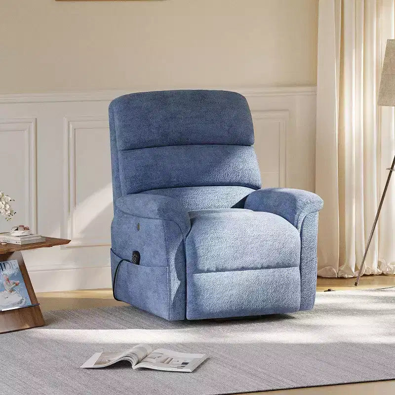 Fauteuil inclinable électrique avec massage, chauffage bi-zone et assistance au levage, dossier réglable, tissu velours pour salon, bureau