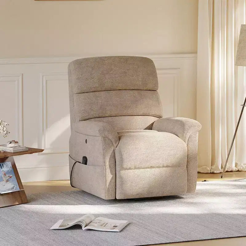 Fauteuil inclinable électrique avec massage, chauffage bi-zone et assistance au levage, dossier réglable, tissu velours pour salon, bureau