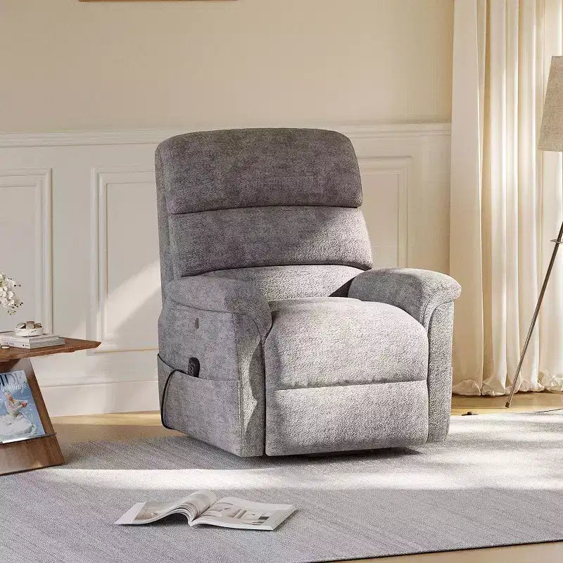Fauteuil inclinable électrique avec massage, chauffage bi-zone et assistance au levage, dossier réglable, tissu velours pour salon, bureau