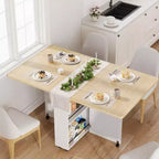 Table de salle à manger pliante convertible avec rangement, chariot de cuisine roulant avec étagères pour petits espaces, en bois manufacturé