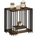Costway 1/2 PCS Rubber Wood Side Table with 2-Layer Storage Shelves, Metal Frame for Living Room