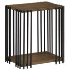 Costway Table d'appoint en bois de caoutchouc 1/2 PCS avec étagères de rangement à 2 niveaux, cadre en métal pour salon