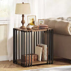 Costway Table d'appoint en bois de caoutchouc 1/2 PCS avec étagères de rangement à 2 niveaux, cadre en métal pour salon