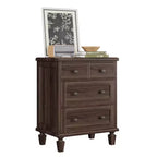 Commode vintage en bois à 4 tiroirs avec poignées sculptées et pieds fuselés, grand meuble de rangement à tiroirs pour chambre, salon et entrée