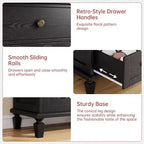 Commode vintage en bois à 4 tiroirs avec poignées sculptées et pieds fuselés, grand meuble de rangement à tiroirs pour chambre, salon et entrée