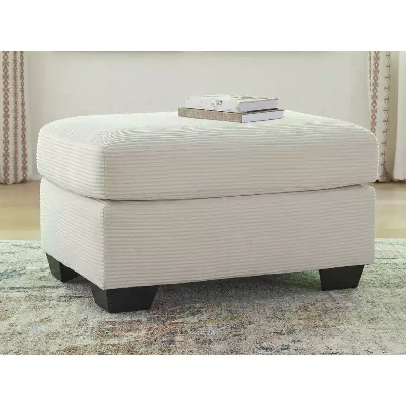 Pouf Ashley Ammon de la collection Signature Design, rembourrage en polyester cordé, ivoire