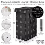 Sweet Jojo Designs Panier à linge pliable pour garçon, fille, unisexe/neutre avec poignées, motif bohème hachuré noir et blanc