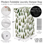 Sweet Jojo Designs Panier à linge pliable pour garçon, fille, unisexe/neutre avec poignées Motif pin sylvestre vert et blanc