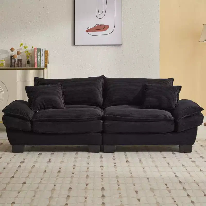 FurnitureR Canapé 3 places surdimensionné de 213 cm, avec coussins moelleux et assise profonde, en velours côtelé doux pour le salon