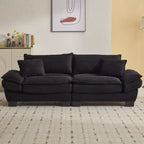 FurnitureR Canapé 3 places surdimensionné de 213 cm, avec coussins moelleux et assise profonde, en velours côtelé doux pour le salon