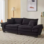 FurnitureR Canapé 3 places surdimensionné de 213 cm, avec coussins moelleux et assise profonde, en velours côtelé doux pour le salon