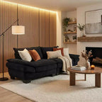 FurnitureR Canapé 3 places surdimensionné de 213 cm, avec coussins moelleux et assise profonde, en velours côtelé doux pour le salon