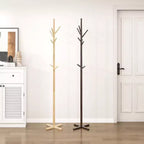 Porte-manteau en bois massif 70 cm avec 9 crochets et 3 niveaux de rangement pour entrée