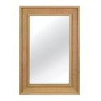 Miroir mural décoratif rectangulaire en rotin 24 x 36 avec cadre en bois, miroir d'appoint de style ferme pour salle de bain, entrée ou décoration intérieure - Panipeachy
