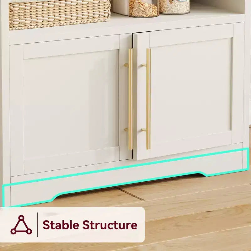 Meuble à micro-ondes de 160 cm de hauteur GustoWave, étagère de rangement style ferme avec prise électrique, plan de travail épaissi