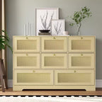 Commode 6 tiroirs en rotin, style bohème moderne, avec pieds en bois massif, organisateur autoportant pour chambre à coucher et salon