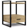 Lawson SOLID MANGO WOOD 22 inch Wide Modern Industrial Bedside Table in Natural