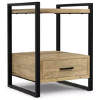Lawson SOLID MANGO WOOD 22 inch Wide Modern Industrial Bedside Table in Natural