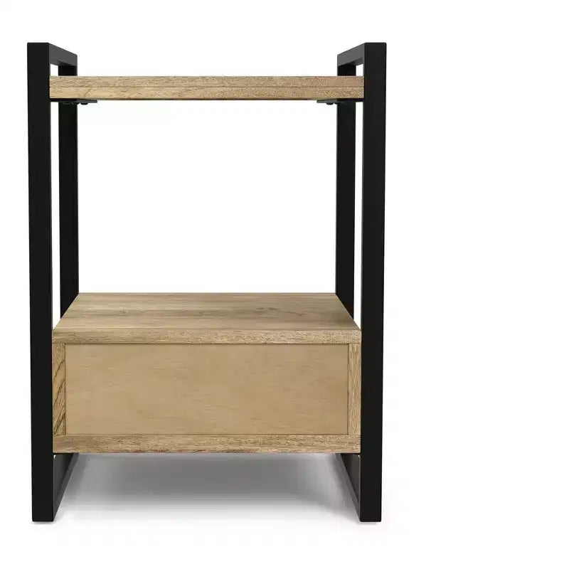 Table de chevet Lawson en bois de manguier massif de 56 cm de large, style industriel moderne, coloris naturel