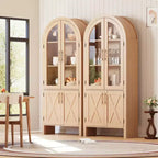 Garde-Manger de cuisine arqué 60 | Meuble arqué 4 niveaux avec portes, Rangement en bois moderne avec étagères réglables pour salon et salle à manger