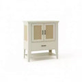 Rattan Sideboard Buffet Storage Cabinet with Drawer, White Coffee Bar Accent Cabinet, Kitchen Cupboard Console Table for Entryway, Living Room