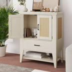 Bahut buffet en rotin avec tiroir, meuble de rangement, armoire d'appoint pour café blanc, meuble de cuisine, console pour entrée, salon