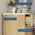 Commode, 54 pouces de large, 8 tiroirs cannelés, meuble de rangement moderne en bois, organisateur de placard et meuble TV