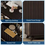 Commode, 54 pouces de large, 8 tiroirs cannelés, meuble de rangement moderne en bois, organisateur de placard et meuble TV