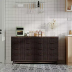 Commode, 54 pouces de large, 8 tiroirs cannelés, meuble de rangement moderne en bois, organisateur de placard et meuble TV